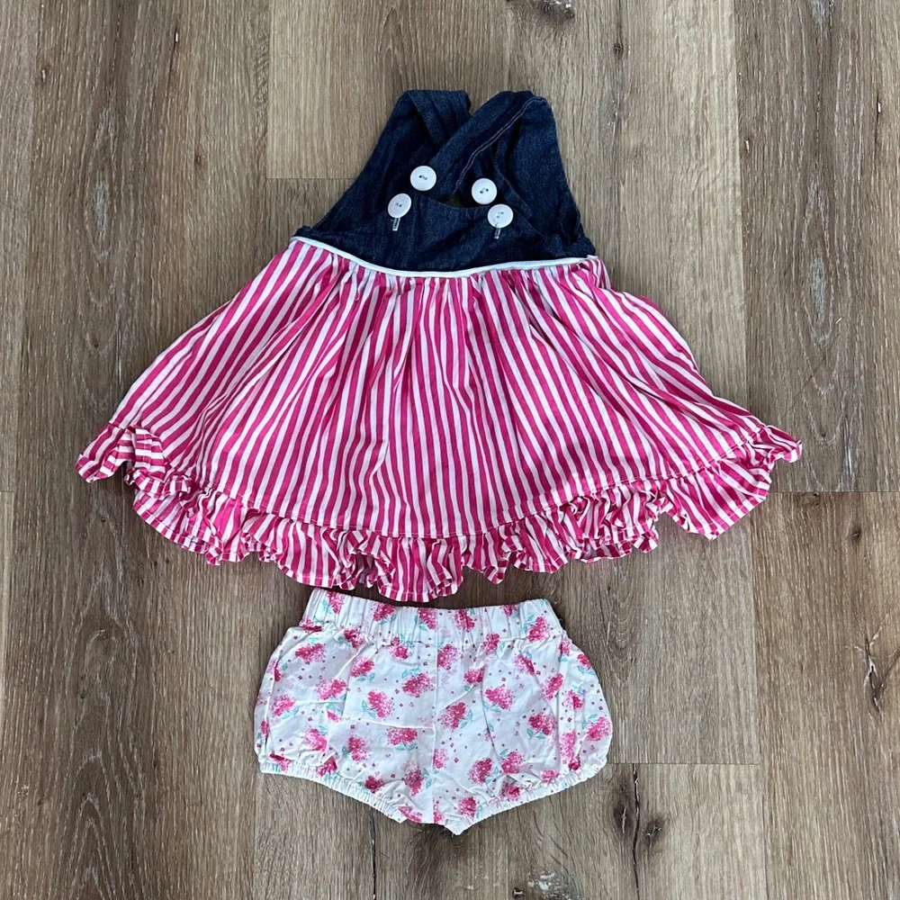Charming Pink‎ Striped Diaper Cover Set